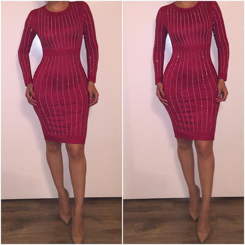 Red Faux Suede Sparkly Midi