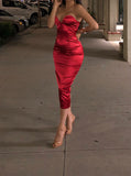Red Satin Scarlett Midi