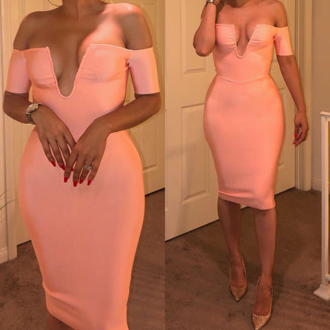 PRE-ORDER Peach ‘Dita’ Bandage Dress