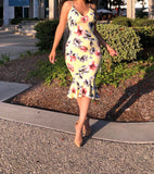 Yellow Flower Print ‘Marylin’ Midi