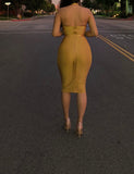 PRE-ORDER MUSTARD ‘ELLA’ BANDAGE DRESS