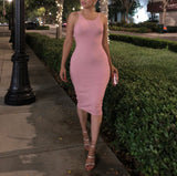 Pink Ribbed Midi