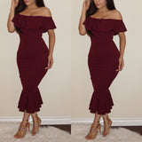 Wine Ruffled  ‘Esmeralda’ Strapless