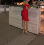 Red Off The Shoulders ‘Natalie’ Bandage Dress