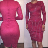 Red Faux Suede Sparkly Midi