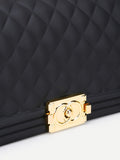 Metal Lock Quilted Crossbody Chain Bag