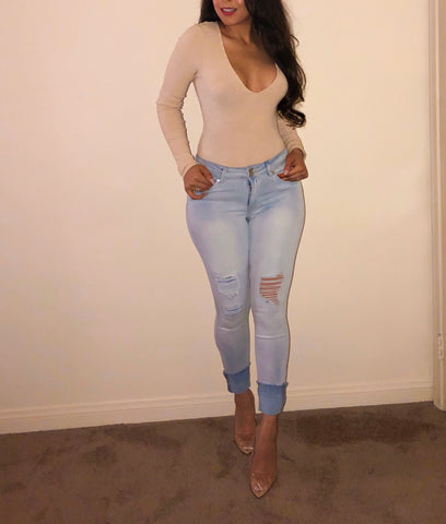 Nude Ribbed Bodysuit