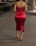 Red Satin Scarlett Midi