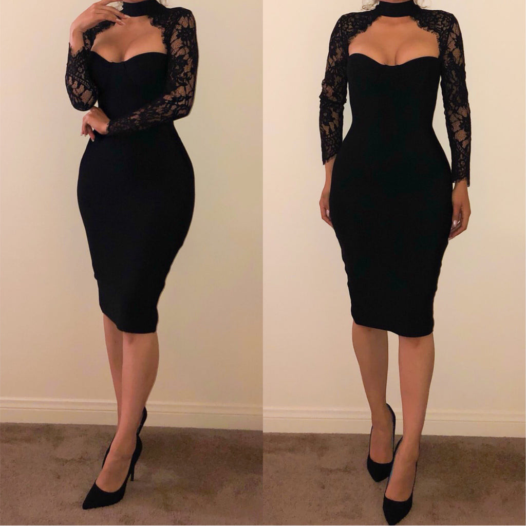 PRE-ORDER Black Bustier Bandage Dress