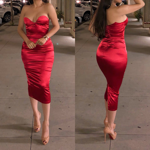Red Satin Scarlett Midi