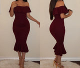 Wine Ruffled  ‘Esmeralda’ Strapless