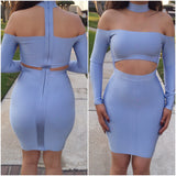 Pre-Order Blue "Anastacia" Choker Bandage dress