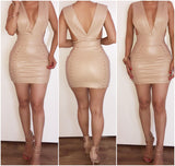 Pre-Order Beige 'Ellie' Faux Leather Dress