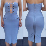 Pre-Order Blue "On Display" Bandage Dress