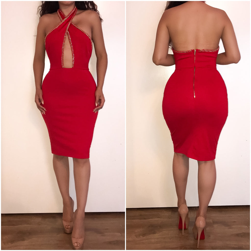 Red Gold Chain 'Serenity' Bodycon