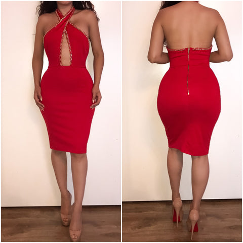 Red Gold Chain 'Serenity' Bodycon