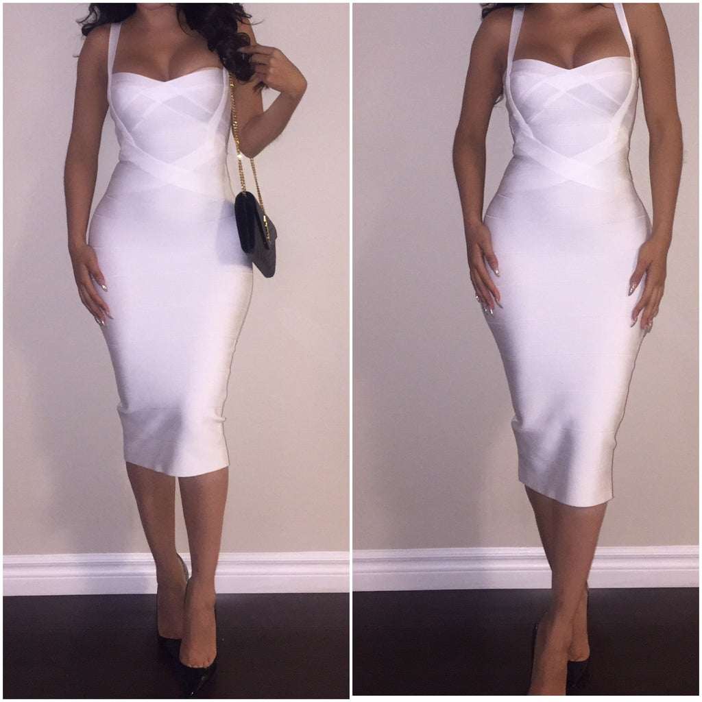 Pre-Order White Leyla Bandage Dress